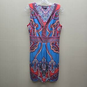 Hale Bob 100% Silk Paisley Print Sleeveless Sheath Dress Multicolor SZ Medium